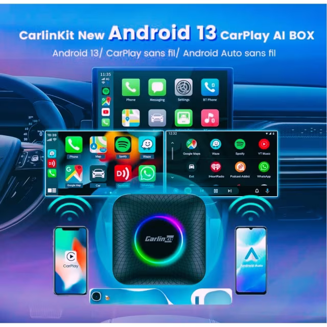 Boitier Multimedia Smart Ai Box 8G+128G 8 Core Android 13 sans fil Android Auto / Apple Carplay a 249,00 € CTC218-Tbox8G chez CAROU TUNING