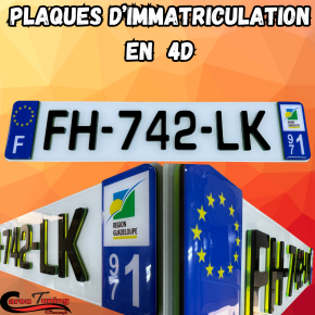  Lot de 2  Plaques d'immatriculation 4D NOIR/VERT à  110,00 €  Chez CAROU TUNING CONCEPT en Guadeloupe