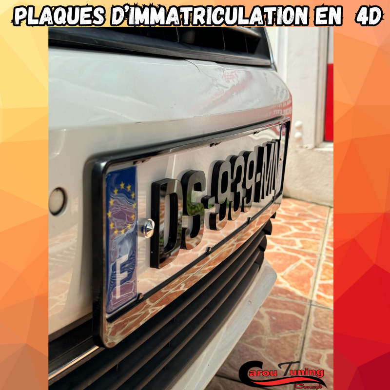 Lot de 2 Plaques d'immatriculation 4D NOIR/NOIR a 110,00 € PLAQUE 4D NN chez CAROU TUNING