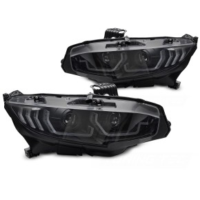 Phares noirs DRL séquentiels avant pour Honda Civic X 2016-2021 a 693,55 € LPHO34 chez CAROU TUNING