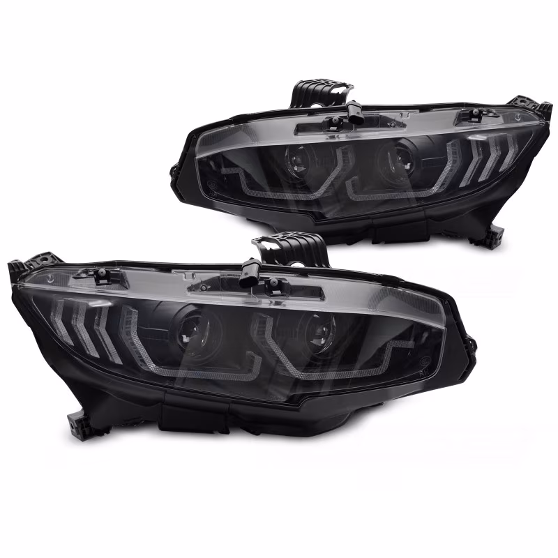 Phares noirs DRL séquentiels avant pour Honda Civic X 2016-2021 a 693,55 € LPHO34 chez CAROU TUNING