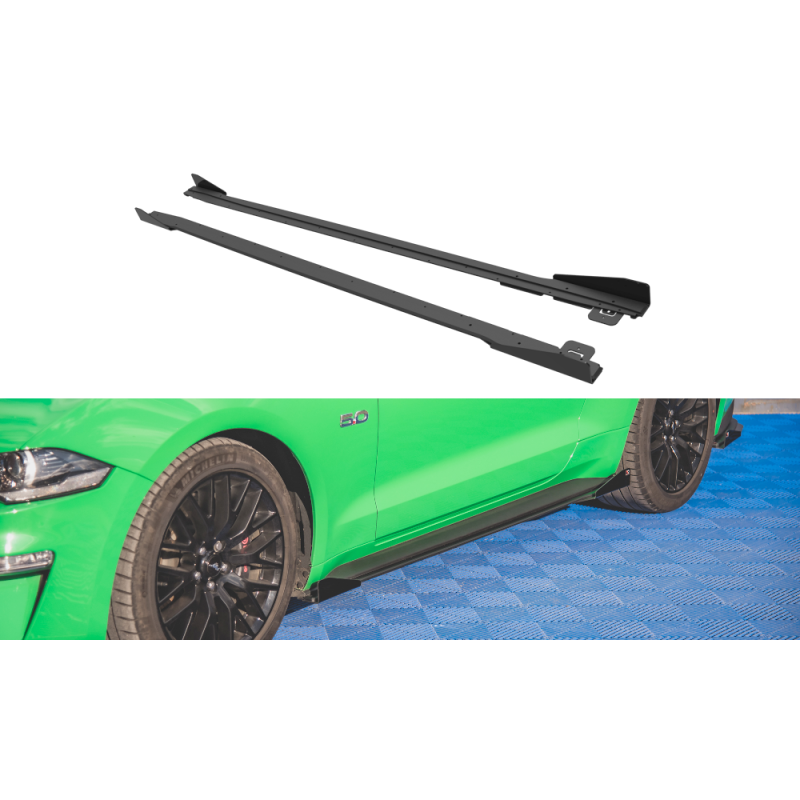 Street Pro Side Skirts Diffusers V.1 + Flaps Ford Mustang GT Mk6 Facelift a 482,39 € uniw-FOMU6FGTCNC-SD1B+SRF1G*13014 chez CAROU TUNING