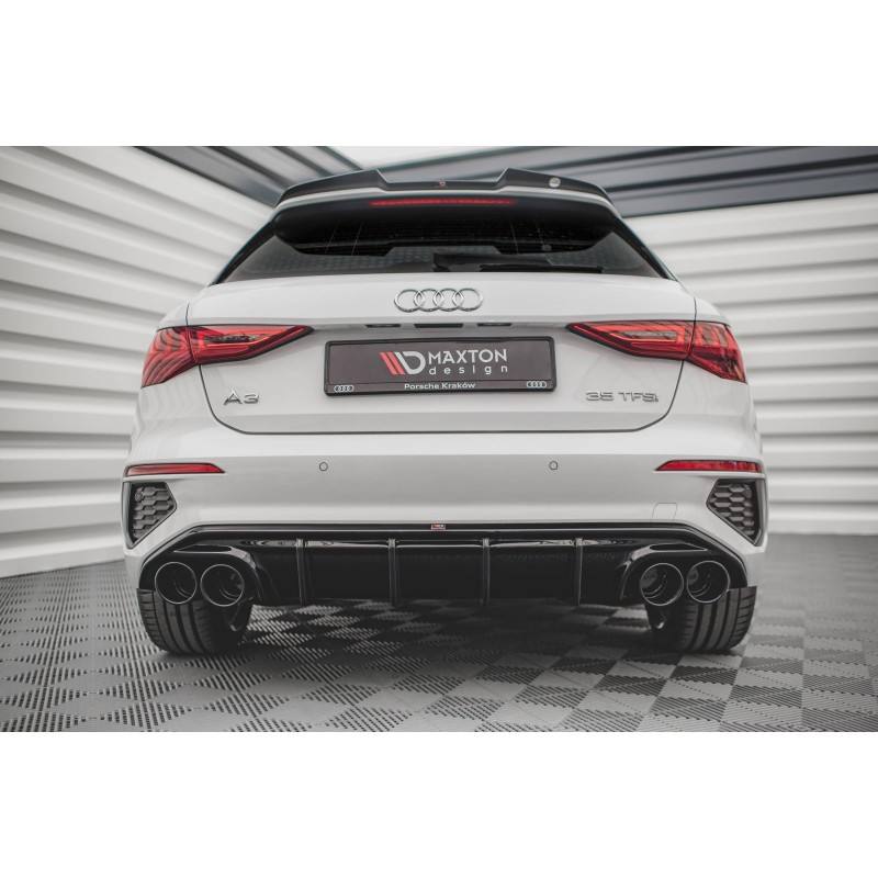 Rear Valance + Exhaust Ends Imitation Audi A3 S-Line Sportback 8Y a 875,92 € uniw-AU-A3-8Y-SLINE-RS1G+CHROME*14814 chez CAROU TUNING