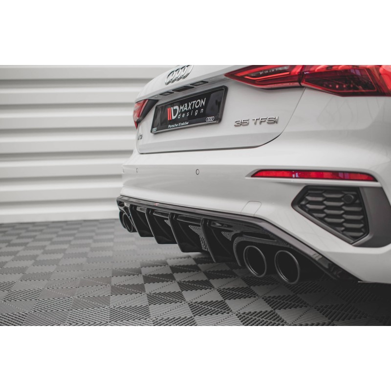 Rear Valance + Exhaust Ends Imitation Audi A3 S-Line Sportback 8Y a 875,92 € uniw-AU-A3-8Y-SLINE-RS1G+BLACK*14816 chez CAROU TUNING
