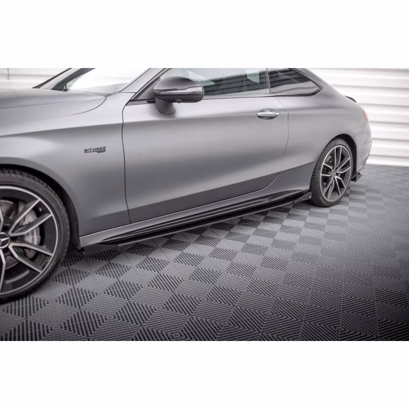 Street Pro Side Skirts Diffusers + Flaps Mercedes-AMG C43 Coupe C205 Facelift a 567,02 € uniw-MEC205F43CCNC-SD1BRB+SF1G*19038 chez CAROU TUNING