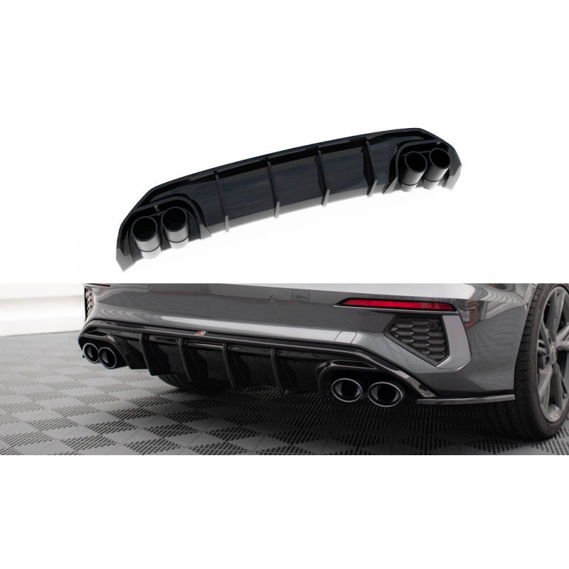 Rear Valance + Exhaust Ends Imitation Audi A3 S-Line Sedan 8Y a 875,92 € uniw-AU-S3-8Y-S-RS1G+CHROME*20573 chez CAROU TUNING