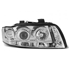 Phares Angel Eyes Chrome Avant pour Audi A4 2000-2004 a 271,95 € LPAU19 chez CAROU TUNING