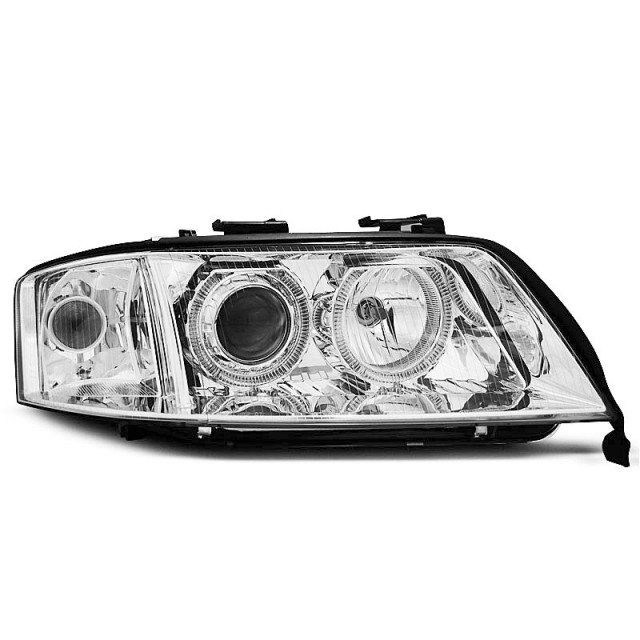 Phares Angel Eyes Chrome Avant pour Audi A6 1997-2001 a 368,18 € LPAU69 chez CAROU TUNING