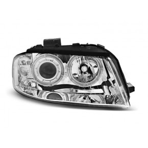 Phares Angel Eyes Chrome Avant pour Audi A3 8P 2005-2008 a 395,25 € LPAU77 chez CAROU TUNING