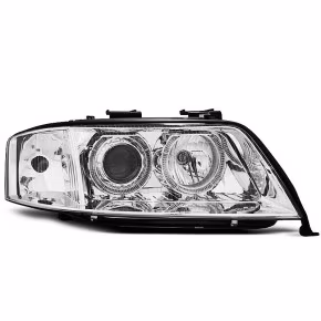 Phares Xenon Yeux d'Ange Chrome Avant pour Audi A6 1997-1999 a 359,75 € LPAU79 chez CAROU TUNING