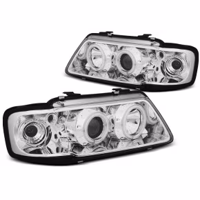 Phares Angel Eyes CCFL Chrome avant pour Audi A3 8L 1996-2000 a 376,00 € LPAUD8 chez CAROU TUNING