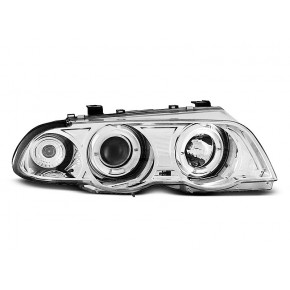 Phares Angel Eyes Chrome Avant pour BMW E46 1998-2001 a 347,73 € LPBM38 chez CAROU TUNING