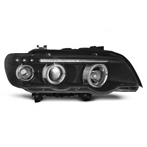 Phares Angel Eyes Noirs Avant pour BMW X5 E53 1999-2003 a 320,66 € LPBM43 chez CAROU TUNING