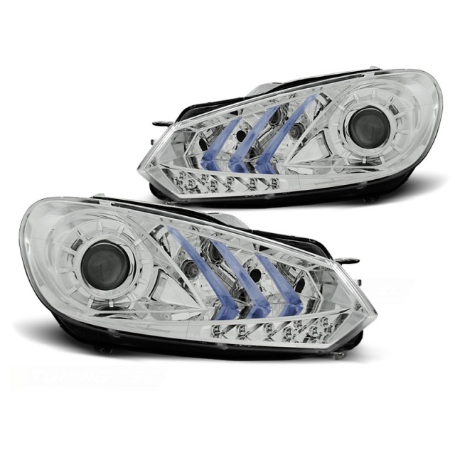 Phares DRL Chrome Lumière Bleue pour VW Golf 6 10.08-12 a 338,11 € LPVWG6 chez CAROU TUNING