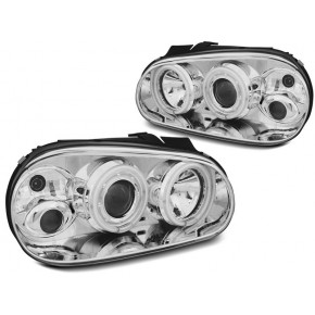 Phares Angel Eyes CCFL Chrome Avant pour VW Golf 4 09.97-09.03 a 376,00 € LPVWN7 chez CAROU TUNING
