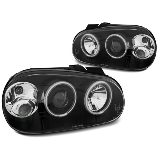 Phares Angel Eyes CCFL Noirs pour VW Golf 4 09.97-09.03 a 376,00 € LPVWN8 chez CAROU TUNING