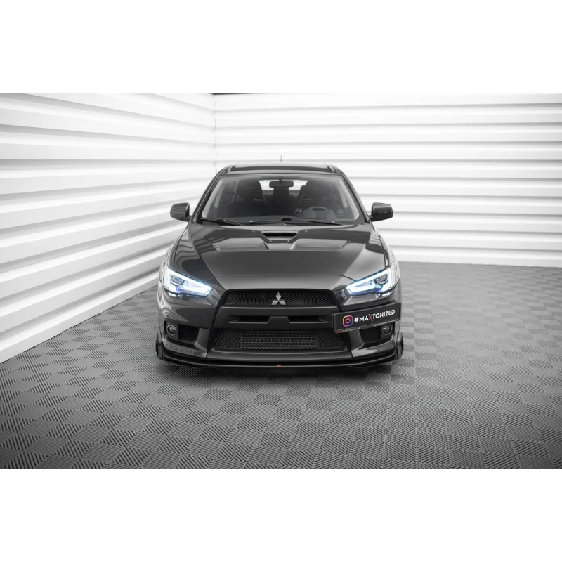 Street Pro Front Splitter + Flaps Mitsubishi Lancer EVO X a 567,02 € uniw-MILA10EVOCNC-FD4BRB+FSF1G*21859 chez CAROU TUNING