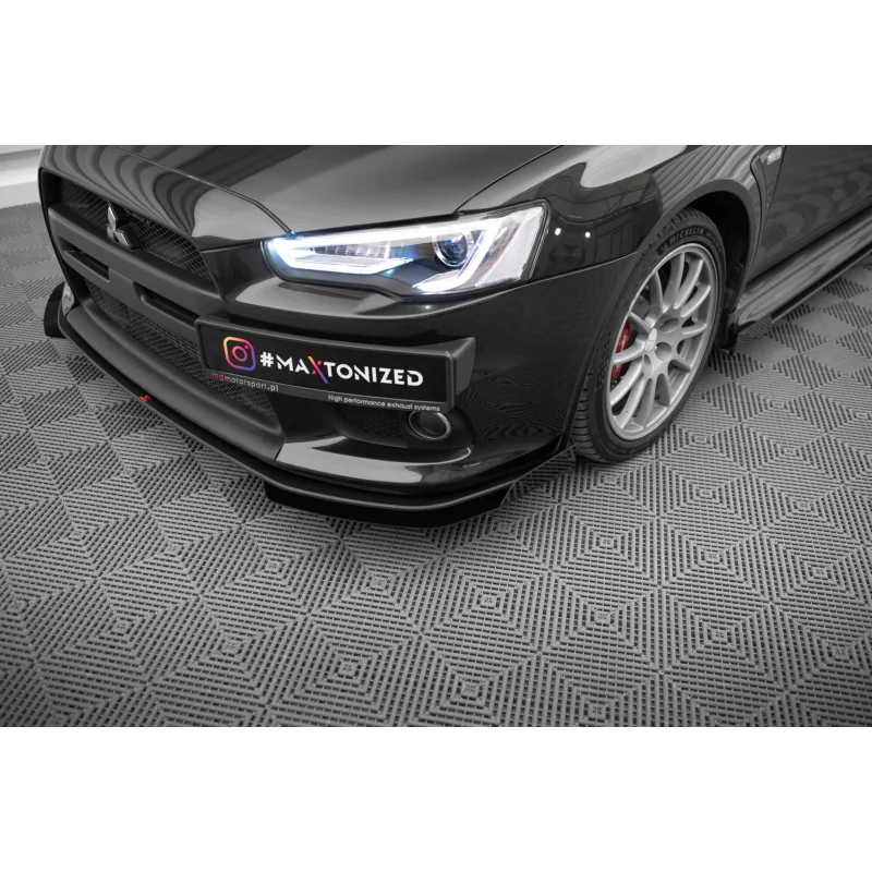 Street Pro Front Splitter + Flaps Mitsubishi Lancer EVO X a 567,02 € uniw-MILA10EVOCNC-FD4BRB+FSF1G*21859 chez CAROU TUNING