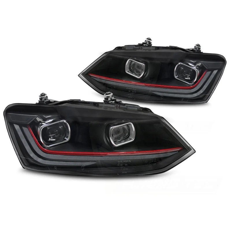 HEADLIGHTS RED LED SEQ DRL fits VW POLO V 6R 09-17 a 608,76 € LPVX17 chez CAROU TUNING